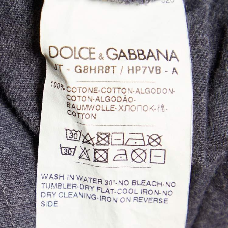 Pre Owned Dolce & Gabbana Grey Royal Printed Cotton Knit T Shirt S