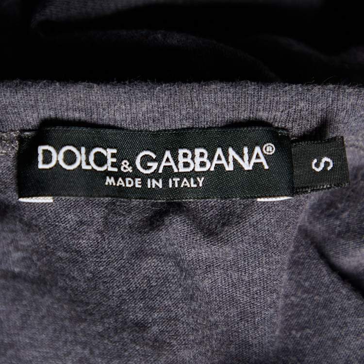 Pre Owned Dolce & Gabbana Grey Royal Printed Cotton Knit T Shirt S