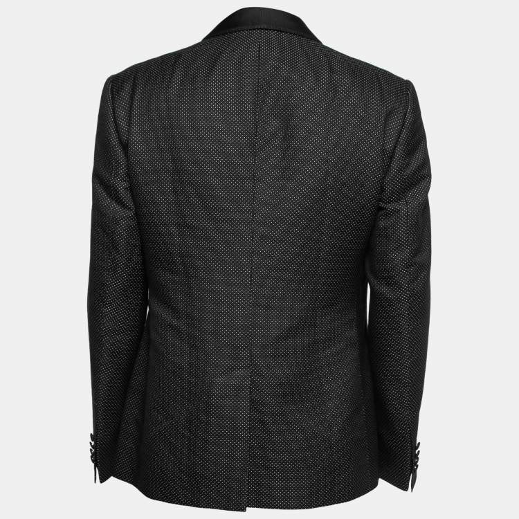 Pre Owned Dolce & Gabbana Black Dotted Jacquard Martini Blazer 2XL