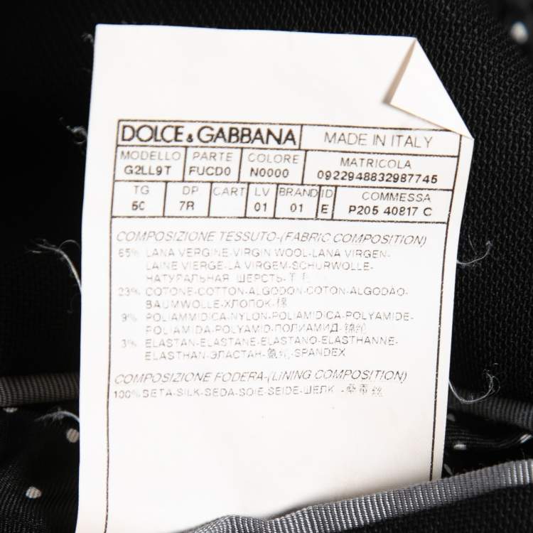 Pre Owned Dolce & Gabbana Black Wool Tailored Taormina Blazer L