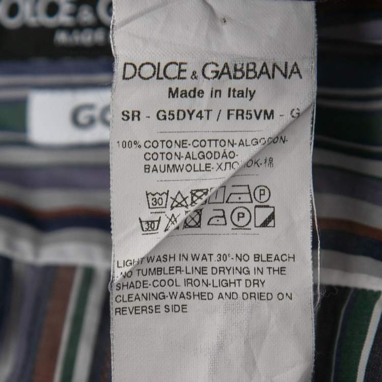 مملوكة مسبقًا Dolce & Gabbana Multicolor Striped Cotton Button Front Gold Shirt S