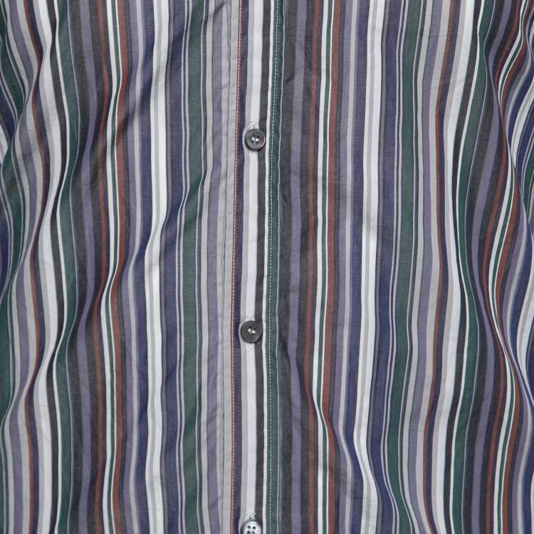 مملوكة مسبقًا Dolce & Gabbana Multicolor Striped Cotton Button Front Gold Shirt S