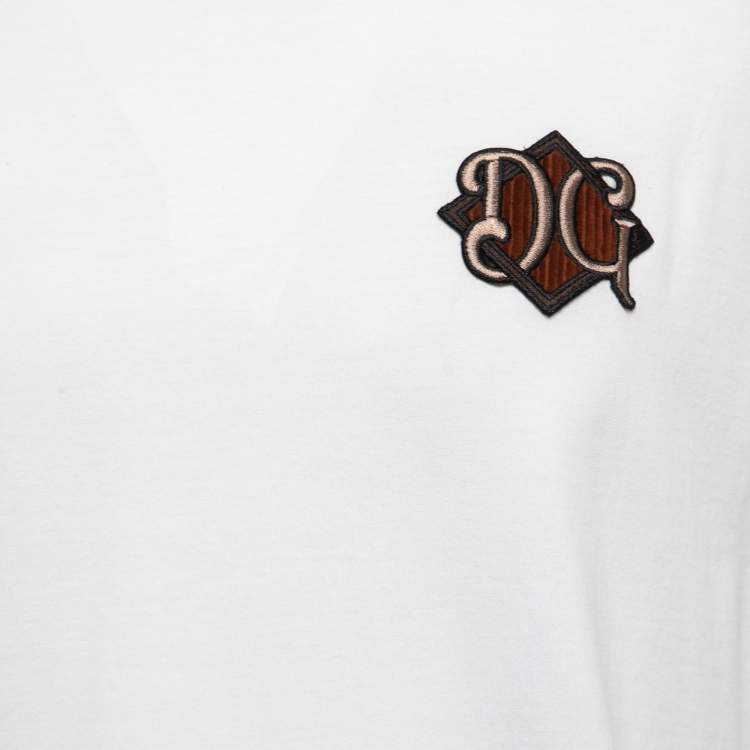 Pre Owned Dolce & Gabbana White Cotton Logo Embroidered T-Shirt 2XL