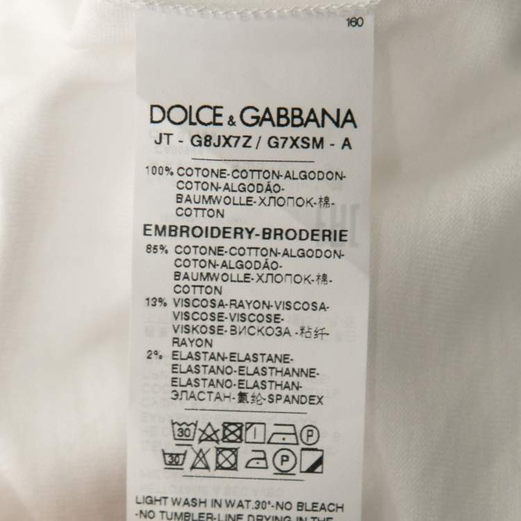 Pre Owned Dolce & Gabbana White Cotton Logo Embroidered T-Shirt 2XL
