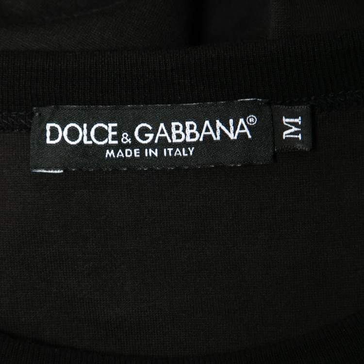 Pre Owned Dolce & Gabbana Black Printed Cotton Short Sleeve T-Shirt M