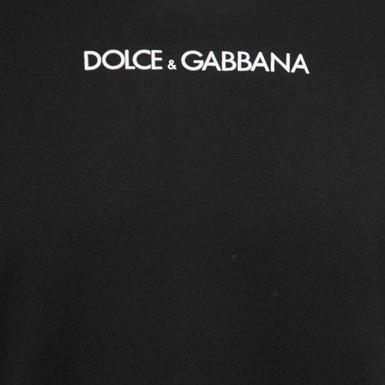 Pre Owned Dolce & Gabbana Black Logo Printed Cotton Short Sleeve T-Shirt XL