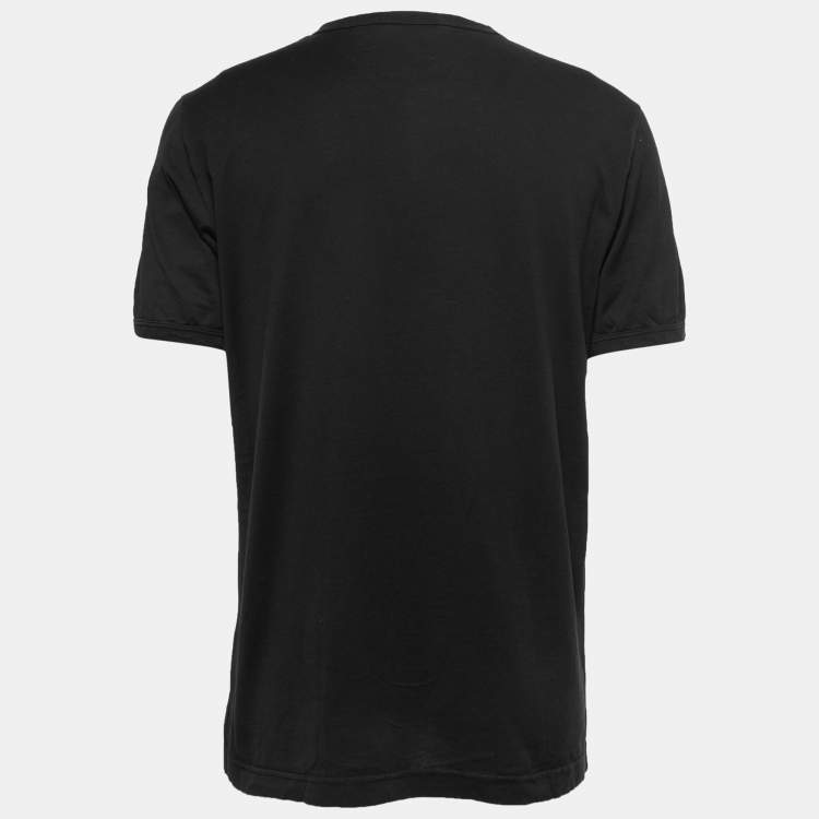 Pre Owned Dolce & Gabbana Black Logo Printed Cotton Short Sleeve T-Shirt XL