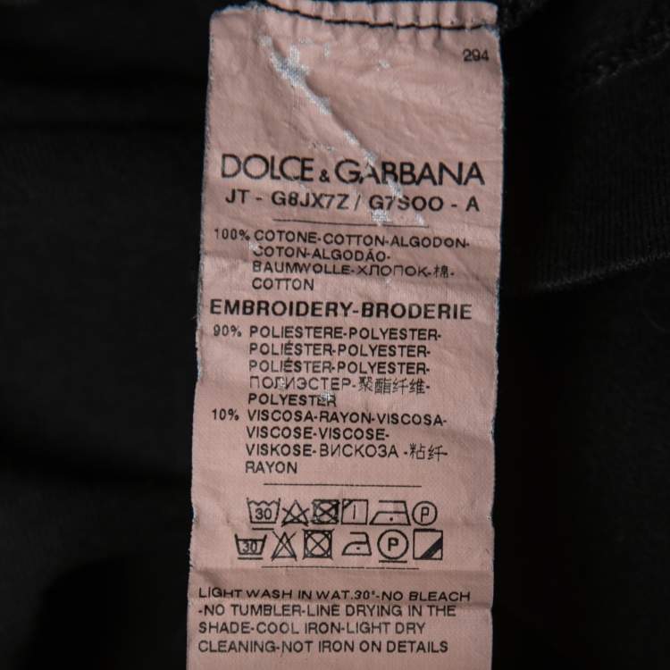 Pre Owned Dolce & Gabbana Black Cotton Crown Logo T-Shirt 2XL