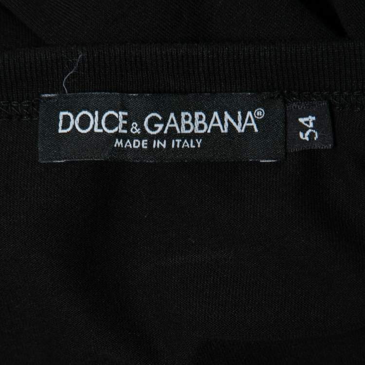 Pre Owned Dolce & Gabbana Black Cotton Crown Logo T-Shirt 2XL