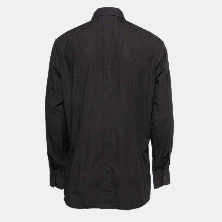 Pre Owned Dolce & Gabbana Black Cotton Embroidered Button Front Shirt 2XL