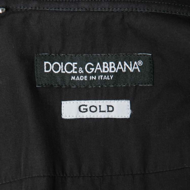 Pre Owned Dolce & Gabbana Black Cotton Embroidered Button Front Shirt 2XL