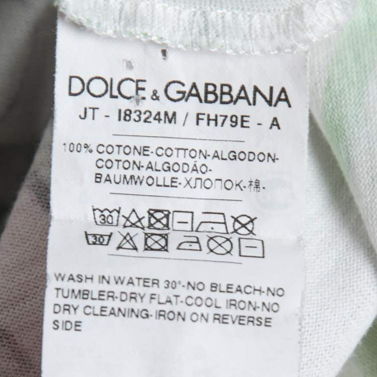 Pre Owned Dolce & Gabbana White Cotton Graffiti Print V-Neck T-Shirt L