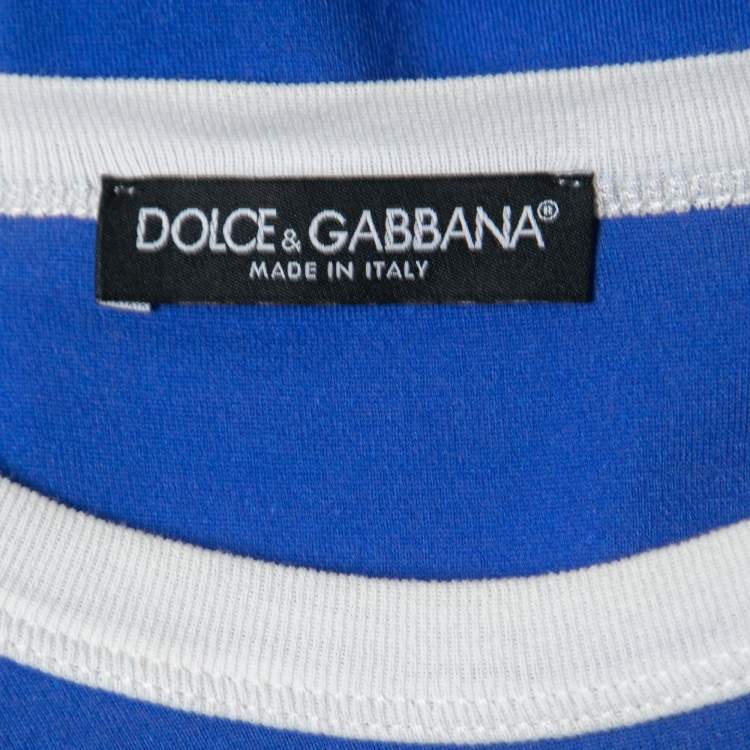 مملوكة مسبقًا Dolce & Gabbana Blue Printed Cotton T-Shirt M