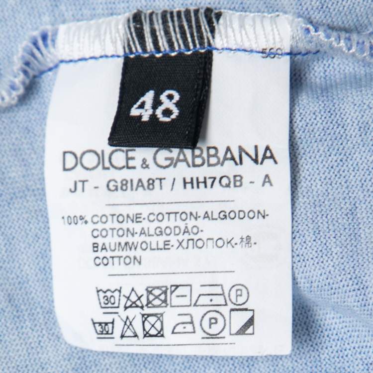 مملوكة مسبقًا Dolce & Gabbana Blue Printed Cotton T-Shirt M