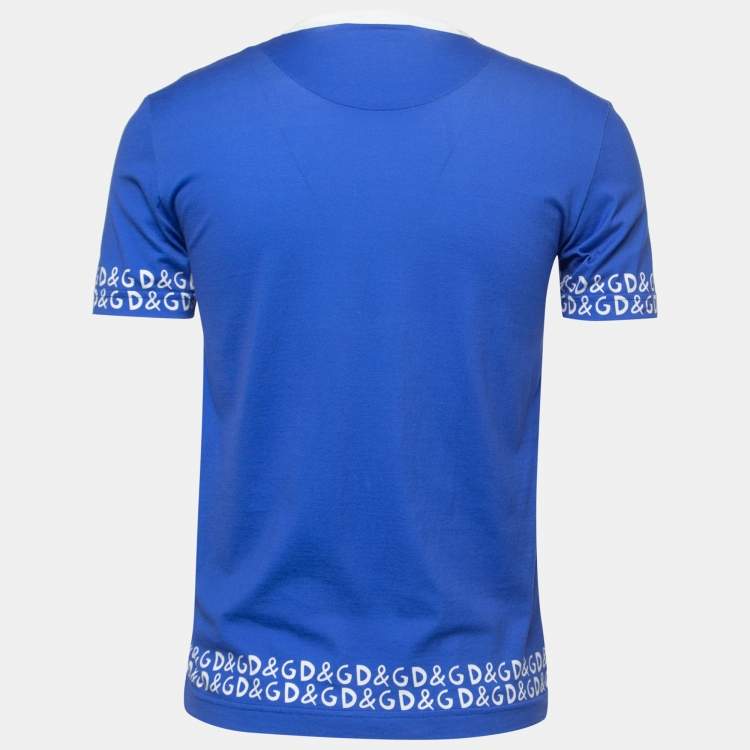 مملوكة مسبقًا Dolce & Gabbana Blue Printed Cotton T-Shirt M