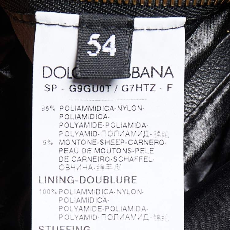 Pre Owned Dolce & Gabbana Black Quilted Synthetic Zip Front Jacket XXL