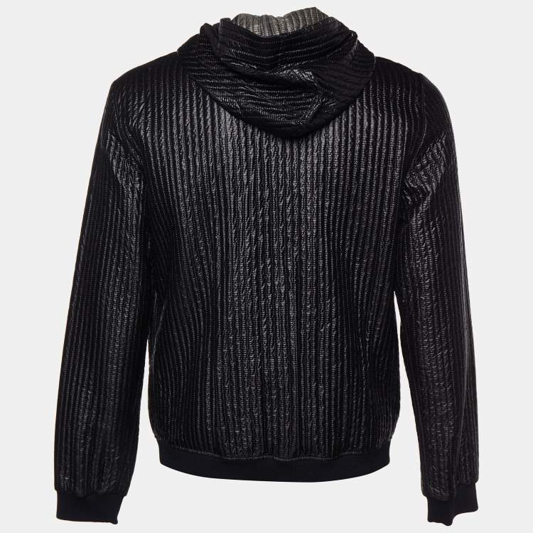 مملوكة مسبقًا Dolce & Gabbana Black Quilted  Synthetic Hooded Jacket 3XL