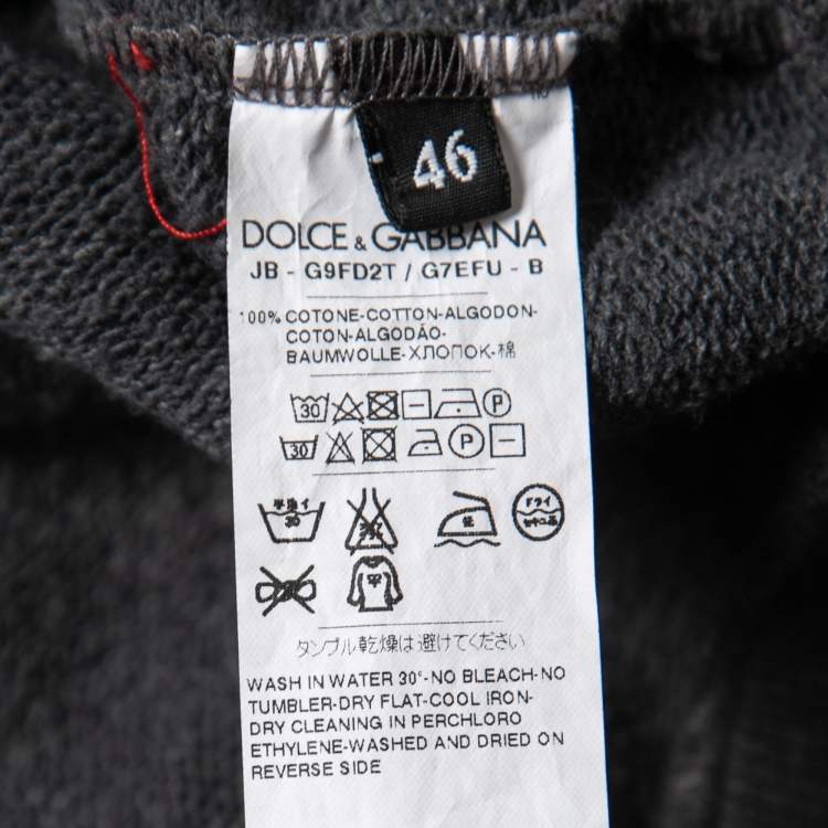 Pre Owned Dolce & Gabbana Grey Floral Bee Print Cotton Hooded Sweatshirt S