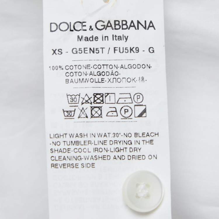 Pre Owned Dolce & Gabbana White Cotton Tuxedo Long Sleeve Gold Shirt XL