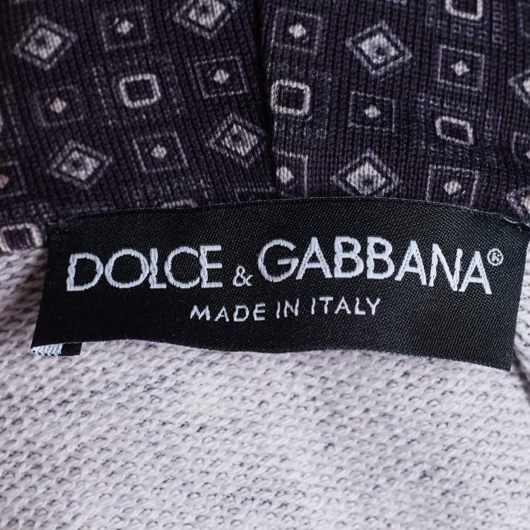 Pre Owned Dolce & Gabbana Grey Chinese Dragon Printed Cotton Knit Hoodie XL