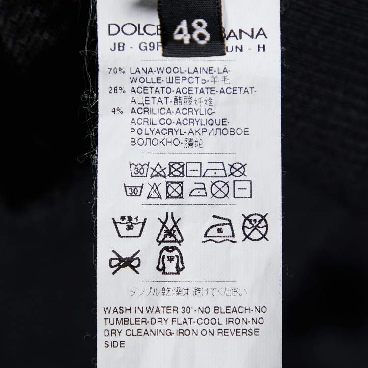 Pre Owned Dolce & Gabbana Black Ti Voglio Tanto Bene Patch Jacquard Crewneck Sweatshirt M