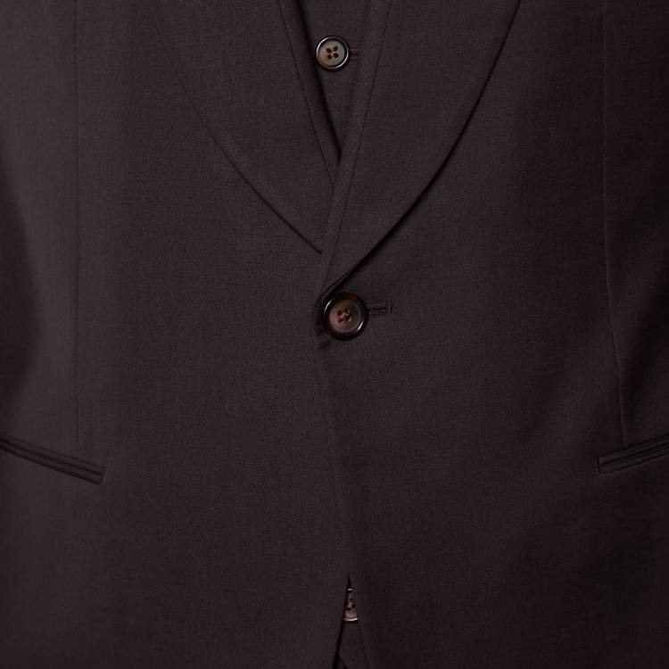 Pre Owned Dolce & Gabbana Burgundy Wool 3 Piece Sicilia Fit Suit L
