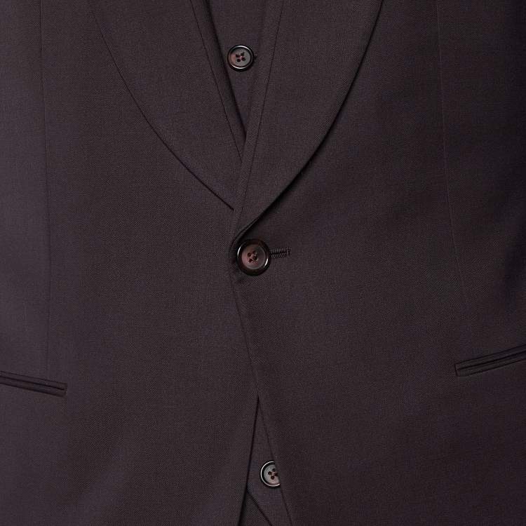 Pre Owned Dolce & Gabbana Burgundy Wool 3 Piece Sicilia Fit Suit L