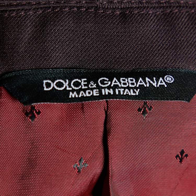 Pre Owned Dolce & Gabbana Burgundy Wool 3 Piece Sicilia Fit Suit L