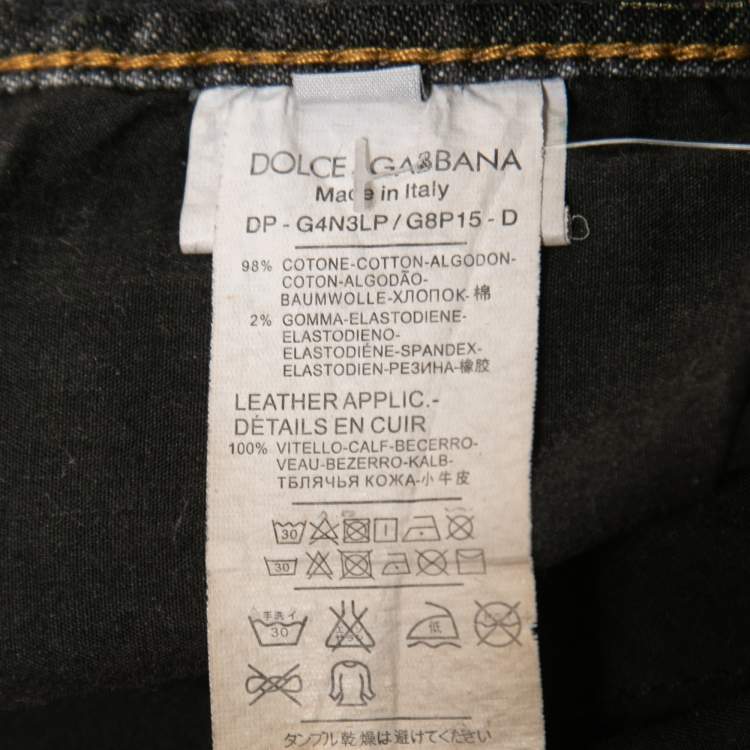 Pre Owned Dolce & Gabbana Grey Distressed Denim Stretch 14 Jeans M Waist 32"