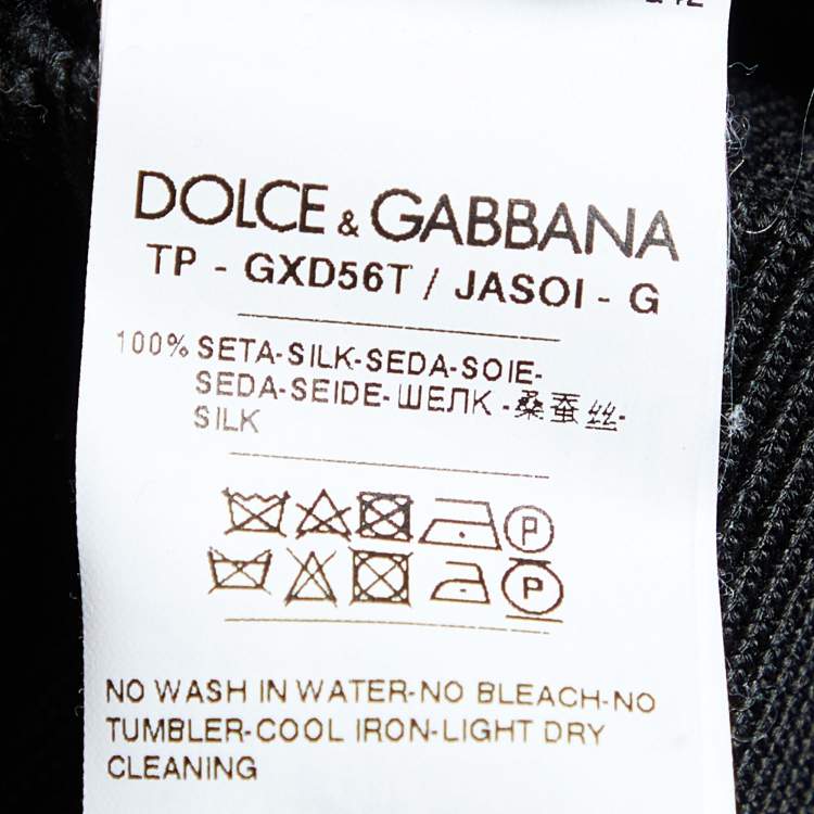 Pre Owned Dolce & Gabbana Black Logo Intarsia Knit Jumper L