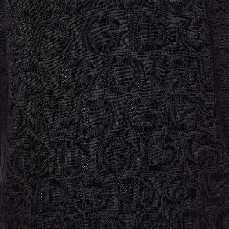 Pre Owned Dolce & Gabbana Black Logo Intarsia Knit Jumper L
