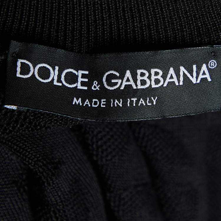 Pre Owned Dolce & Gabbana Black Logo Intarsia Knit Jumper L