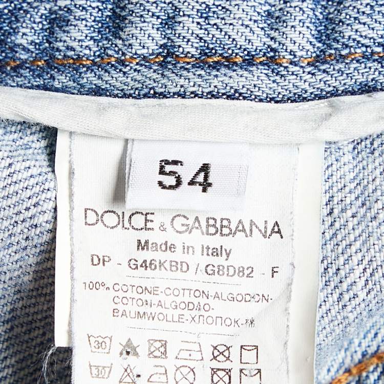 Pre Owned Dolce & Gabbana Blue Distressed Denim Regular Fit Jeans XXL/Waist 39"