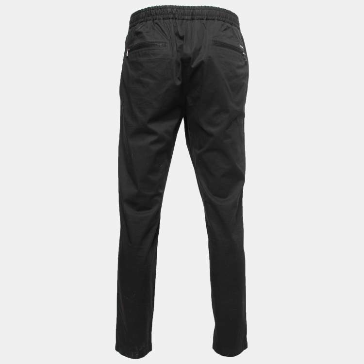 Pre Owned Dolce & Gabbana Black Cotton Elasticized Waist Trousers L