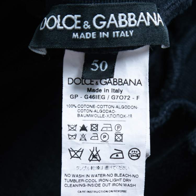Pre Owned Dolce & Gabbana Navy Blue Cotton Side Stripe Drawstring Shorts L