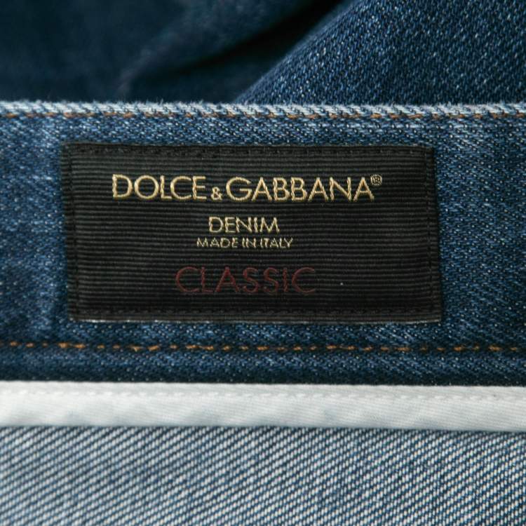 Pre Owned Dolce & Gabbana Blue Distressed Ripped Denim Classic Jeans XL Waist 36"