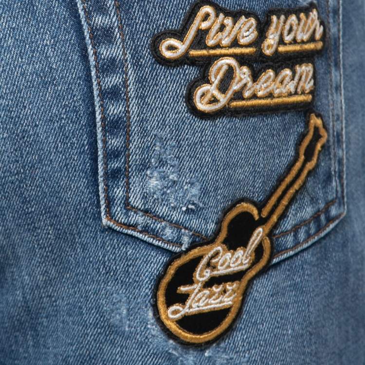 Pre Owned Dolce & Gabbana Blue Distressed Ripped Denim Classic Jeans XL Waist 36"