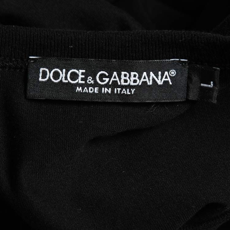 Pre Owned Dolce & Gabbana Black King I Was There Print Cotton T-Shirt L