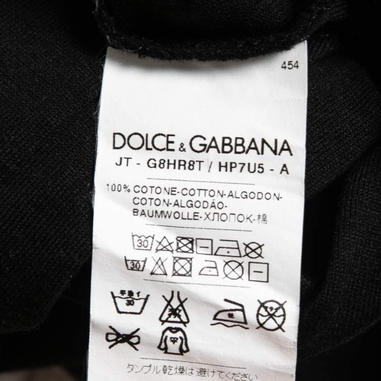 Pre Owned Dolce & Gabbana Black King I Was There Print Cotton T-Shirt L