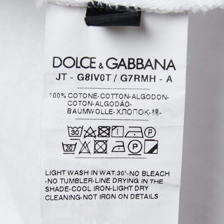 Pre Owned Dolce & Gabbana White Cotton Logo Plaque T-Shirt XS