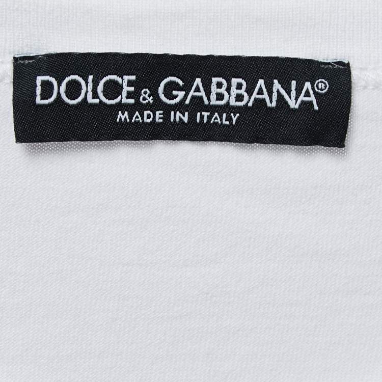 Pre Owned Dolce & Gabbana White Cotton Logo Plaque T-Shirt XS
