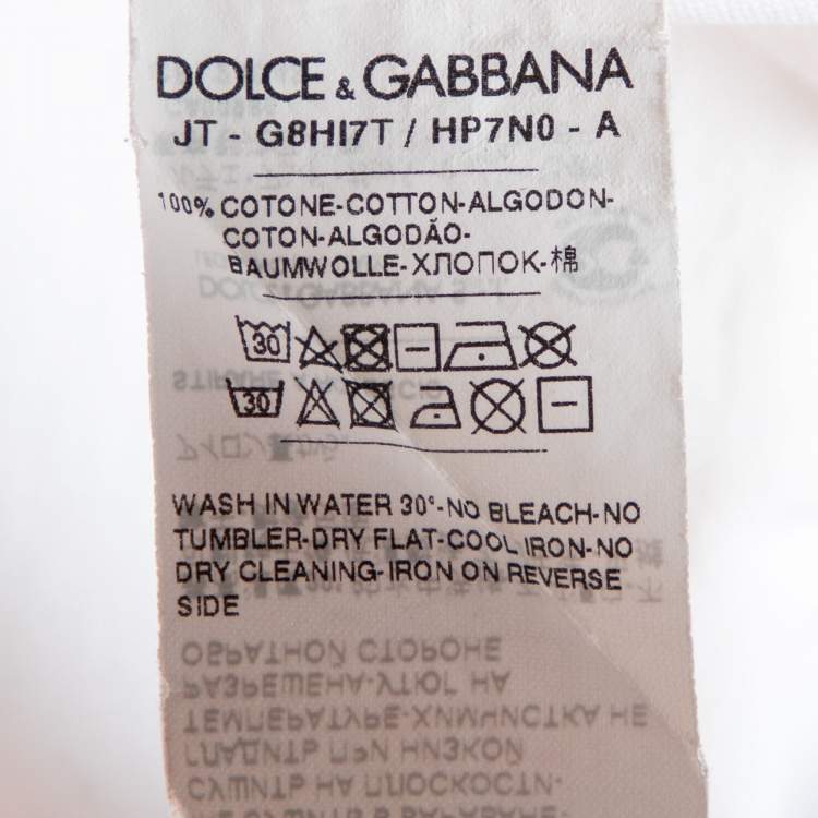 Pre Owned Dolce & Gabbana White Crown printed Cotton Crewneck T-Shirt M