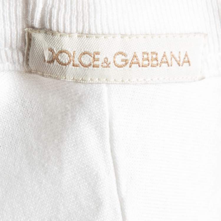 Pre Owned Dolce & Gabbana White Crown printed Cotton Crewneck T-Shirt M