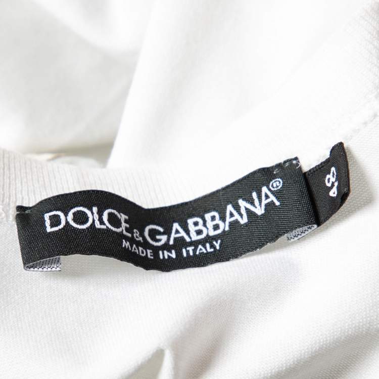 Pre Owned Dolce & Gabbana White Crown printed Cotton Crewneck T-Shirt M