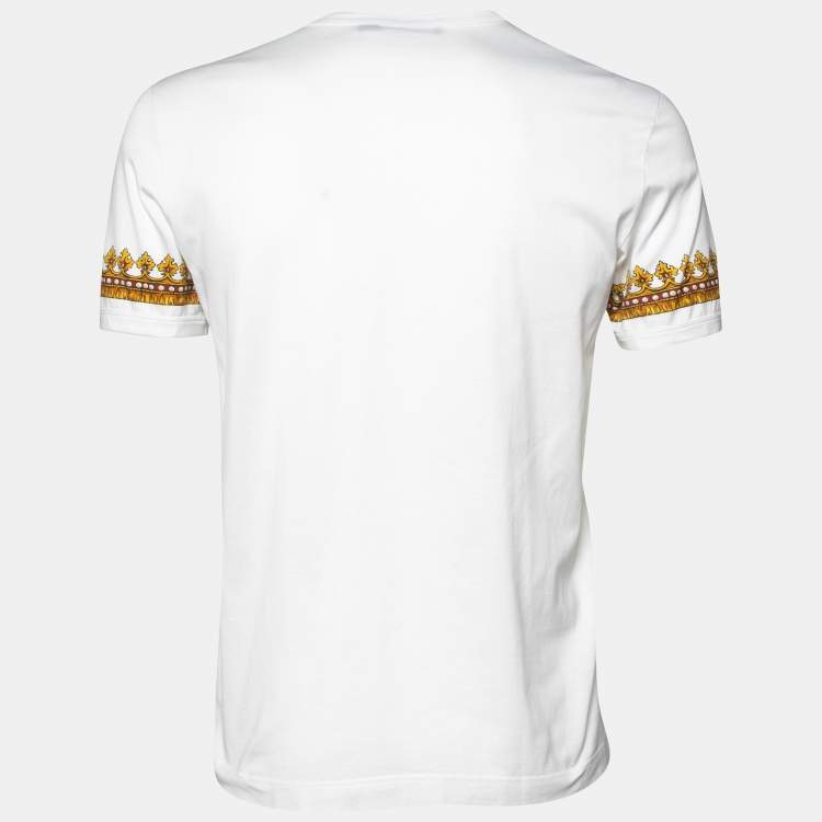 Dolce & Gabbana KING クラウン ロゴ 半袖Tシャツ ホワイト Dolce & Gabbana White Crown printed Cotton Crewneck T-Shirt