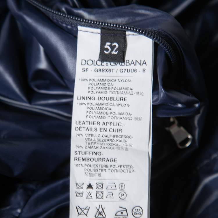 Pre Owned Dolce & Gabbana Navy Blue Nylon Quilted Hooded Jacket XL