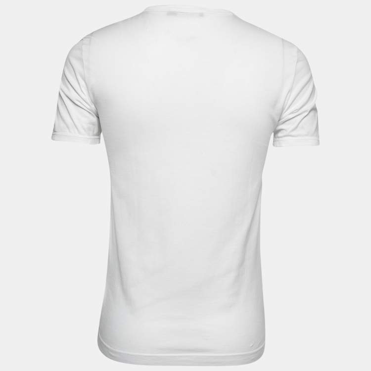 Pre Owned Dolce & Gabbana White Cotton Sequined Logo Print T-Shirt XS
