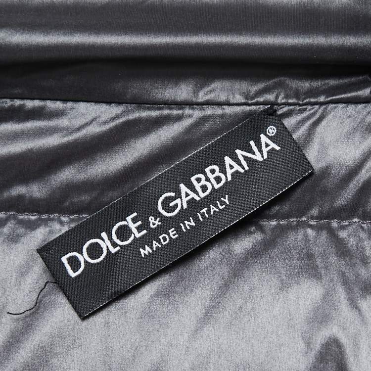 Pre Owned Dolce & Gabbana Dark Grey Nylon Hooded Puffer Jacket S