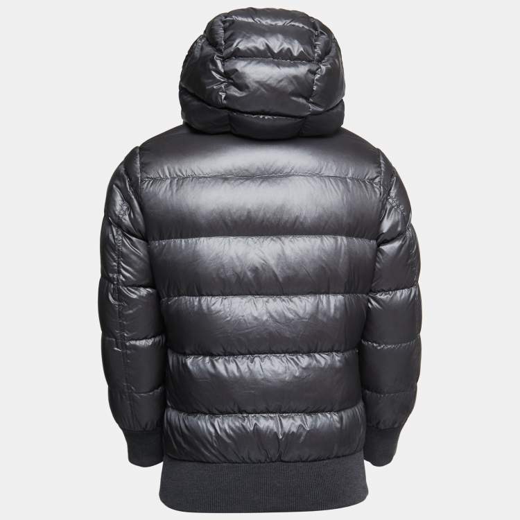Pre Owned Dolce & Gabbana Dark Grey Nylon Hooded Puffer Jacket S