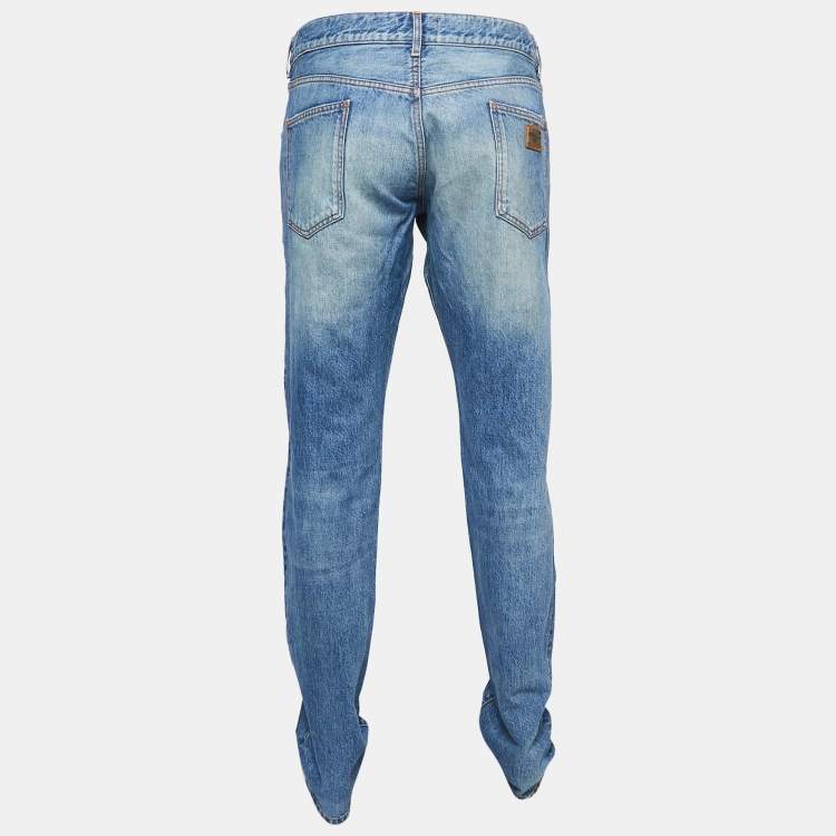 Pre Owned Dolce & Gabbana Blue Washed Denim Regular Fit Jeans XXXL